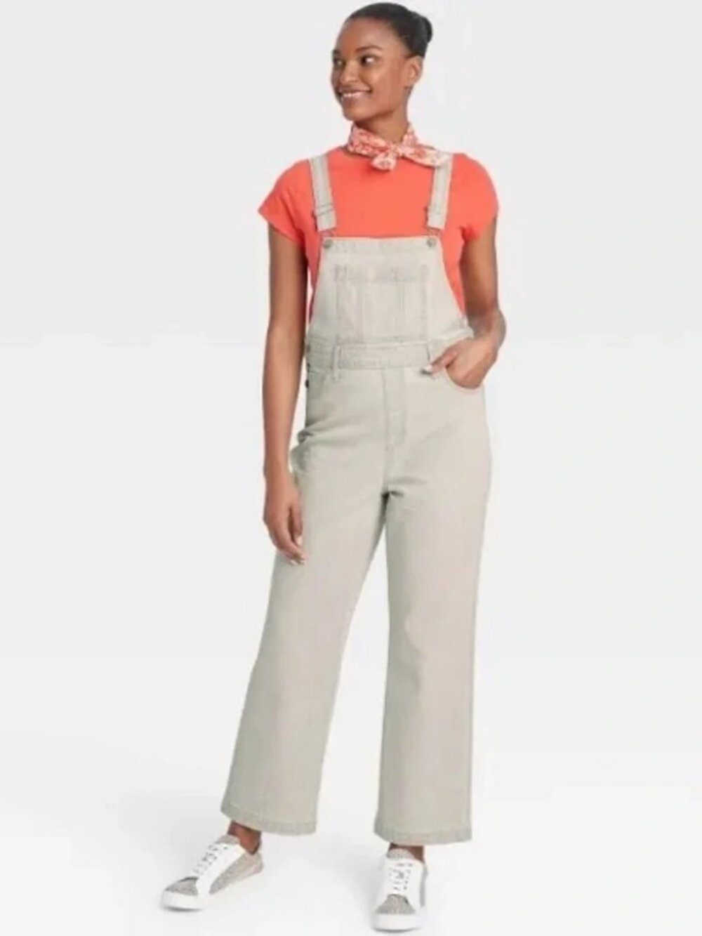 UNIVERSAL THREAD Dungaree Chore Utility Bib Denim Jumpsuit Light Grey Wash 4/27R